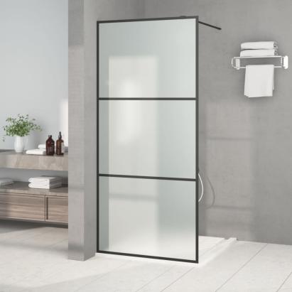 Perete cabină duș walk-in negru 90x195 cm sticlă ESG mată GartenMobel Dekor