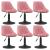 Scaune de sufragerie pivotante 6 buc, roz, catifea GartenMobel Dekor