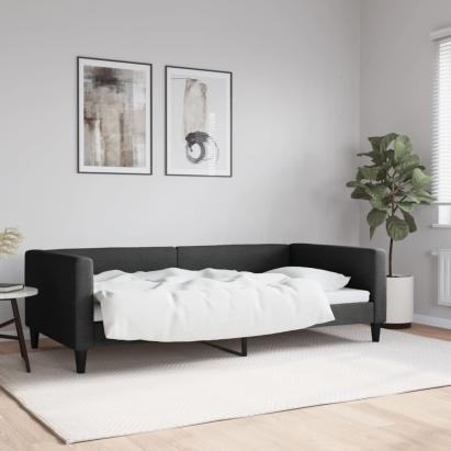 Cadru de pat, negru, 100 x 200 cm, material textil GartenMobel Dekor
