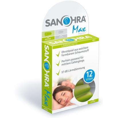 Dopuri de urechi pentru adulti, pentru protectia auzului impotriva zgomotului, SNR 37dB, 12 bucati, spuma, verde, SANOHRA Max Children SafetyCare