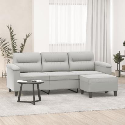 Canapea cu 3 locuri și taburet, gri închis, 180 cm, microfibră GartenMobel Dekor