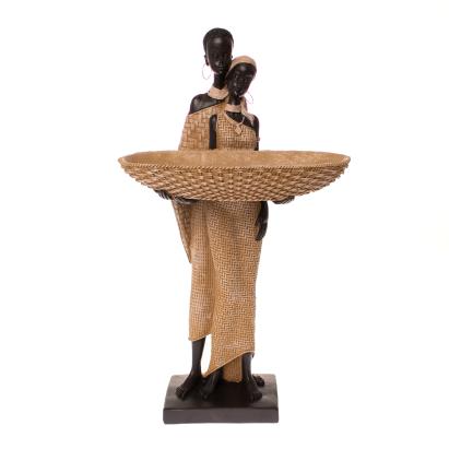 Statueta African Couple, Rasina, Negru, 37 cm ComfortTravel Luggage