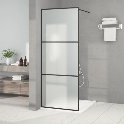 Perete cabină duș walk-in negru 80x195 cm sticlă ESG mată GartenMobel Dekor