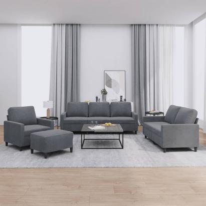 Set de canapele cu perne, 4 piese, gri închis, catifea GartenMobel Dekor