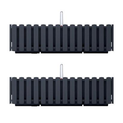 Set 2 jardiniere decorative cu suport metalic, sistem irigare,​​​​​​​ antracit, 58x18x16.2 cm, Boardee Fencycase W GartenVIP DiyLine