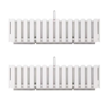 Set 2 jardiniere decorative cu suport metalic, sistem irigare,​​​​​​​ alb, 58x18x16.2 cm, Boardee Fencycase W GartenVIP DiyLine