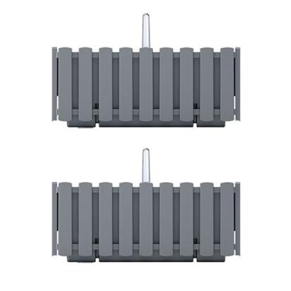 Set 2 jardiniere decorative cu suport metalic, sistem irigare,​​​​​​​ gri, 38x18x16.2 cm, Boardee Fencycase W GartenVIP DiyLine