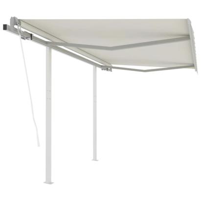 Copertină retractabilă automat cu stâlpi, crem, 3,5x2,5 m GartenMobel Dekor