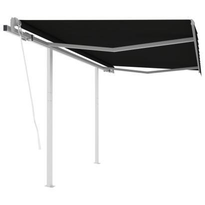Copertină retractabilă automat cu stâlpi, antracit, 3,5x2,5 m GartenMobel Dekor