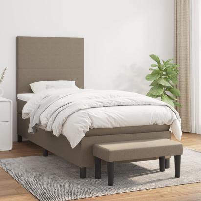 Pat box spring cu saltea, gri taupe, 80x200 cm, textil GartenMobel Dekor