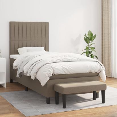 Pat box spring cu saltea, gri taupe, 90x190 cm, textil GartenMobel Dekor