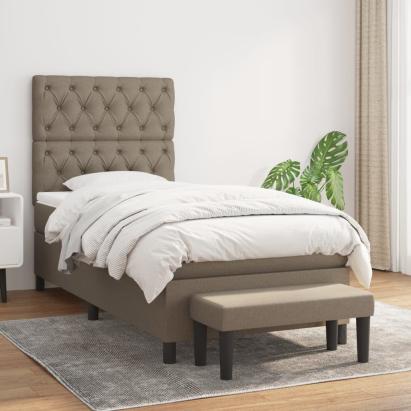 Pat box spring cu saltea, gri taupe, 80x200 cm, textil GartenMobel Dekor