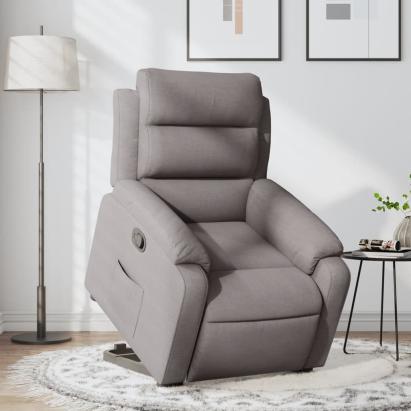 Fotoliu rabatabil cu ridicare pe verticală, gri taupe, textil GartenMobel Dekor