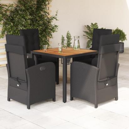 Set mobilier de grădină cu perne, 5 piese, negru, poliratan GartenMobel Dekor