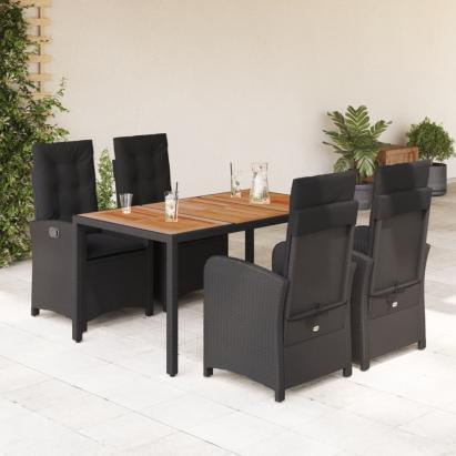Set mobilier de grădină cu perne, 5 piese, negru, poliratan GartenMobel Dekor
