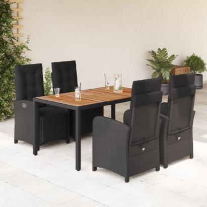 Set mobilier de grădină cu perne, 5 piese, negru, poliratan GartenMobel Dekor