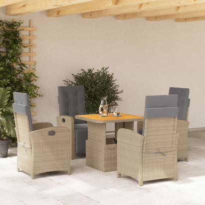Set mobilier de grădină cu perne, 5 piese, bej, poliratan GartenMobel Dekor