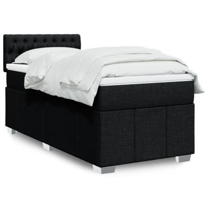 Pat box spring cu saltea, negru, 90x190 cm, textil GartenMobel Dekor