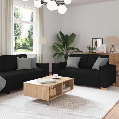 Set de canapele cu perne, 2 piese, negru, textil GartenMobel Dekor
