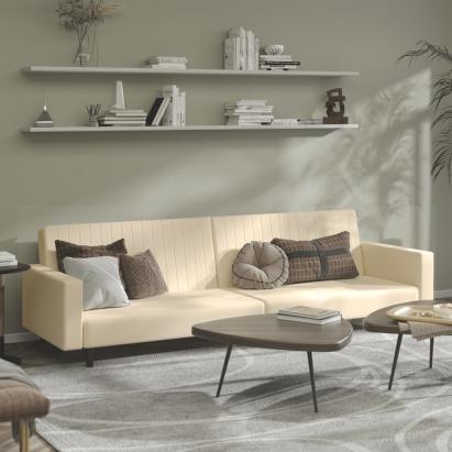Canapea extensibilă cu 2 locuri, crem, catifea GartenMobel Dekor