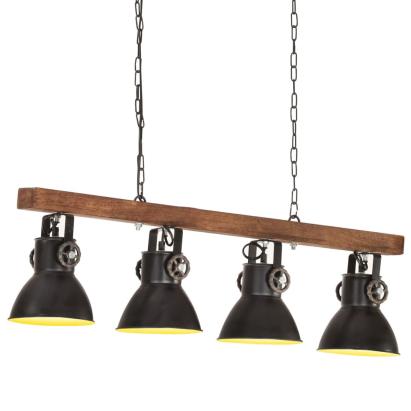 Lampă suspendată industrială, negru, lemn de mango, E27 GartenMobel Dekor
