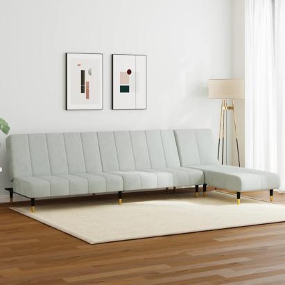 Set canapea, 2 piese, gri deschis, catifea GartenMobel Dekor