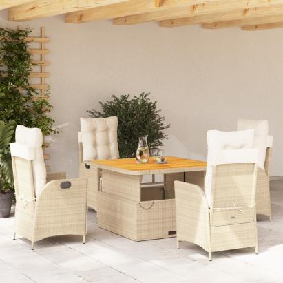 Set mobilier de grădină cu perne, 5 piese, bej, poliratan GartenMobel Dekor