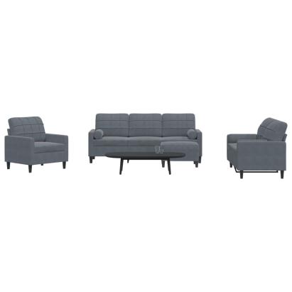 Set de canapele cu perne/rulouri, 4 piese, gri închis, catifea GartenMobel Dekor
