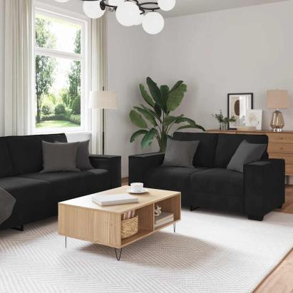 Set de canapele cu perne, 2 piese, negru, catifea GartenMobel Dekor