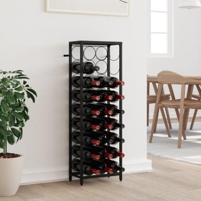 Suport sticle vin 27 de sticle, negru 34x18x100 cm fier forjat GartenMobel Dekor