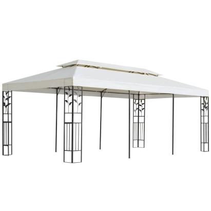Pavilion cu acoperiș dublu, alb, 6x3 m, oțel GartenMobel Dekor