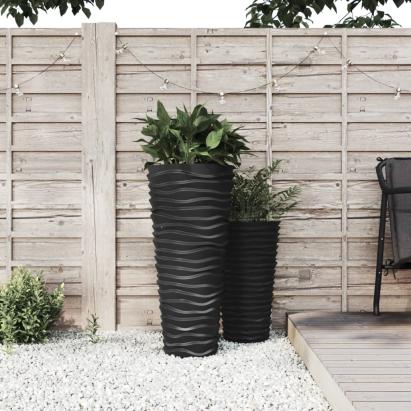 Jardinieră cu interior detașabil, antracit 18 / 45 L PP canelat GartenMobel Dekor