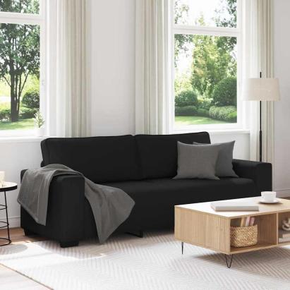 Canapea cu 3 locuri, neagră, 180 cm, material textil GartenMobel Dekor
