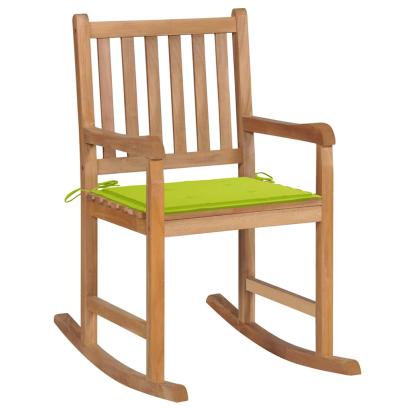 Scaun balansoar cu pernă verde aprins, lemn masiv de tec GartenMobel Dekor