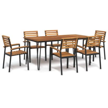 Set mobilier de grădină, 7 piese, lemn masiv de acacia și metal GartenMobel Dekor