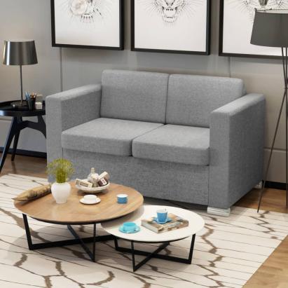 Canapea cu 2 locuri, gri deschis, material textil GartenMobel Dekor