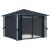 Pavilion cu perdele & șiruri lumini LED antracit 3x3 m aluminiu GartenMobel Dekor