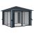 Pavilion cu perdele & șiruri lumini LED antracit 3x3 m aluminiu GartenMobel Dekor