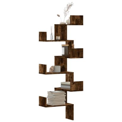 Raft colțar perete stejar fumuriu 45x45x147 cm lemn prelucrat GartenMobel Dekor