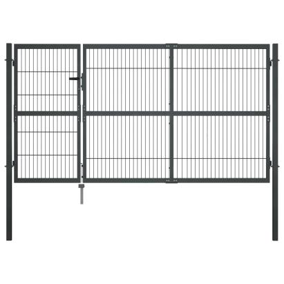 Poartă de grădină cu stâlpi, antracit, 350 x 140 cm, oțel GartenMobel Dekor