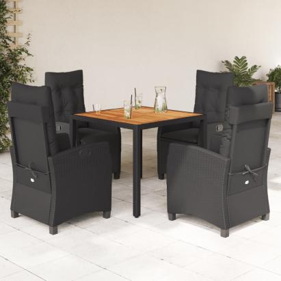 Set mobilier de grădină cu perne, 5 piese, negru, poliratan GartenMobel Dekor