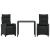 Set mobilier de grădină cu perne, 3 piese, negru, poliratan GartenMobel Dekor