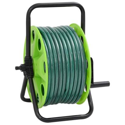 Tambur pentru furtun autonom, verde, cu furtun PVC de 30 m GartenMobel Dekor