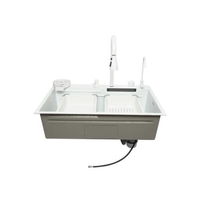 Chiuveta bucatarie otel inoxidabil cu doua baterii, functie cascada, spalator pahare, dozator sapun, scurgator, tava, tocator si accesorii scurgere incluse, 75x46x23.5cm Cod: DISPK13 Automotive TrustedCars