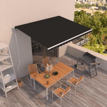 Copertină retractabilă automat, antracit, 400x350 cm GartenMobel Dekor