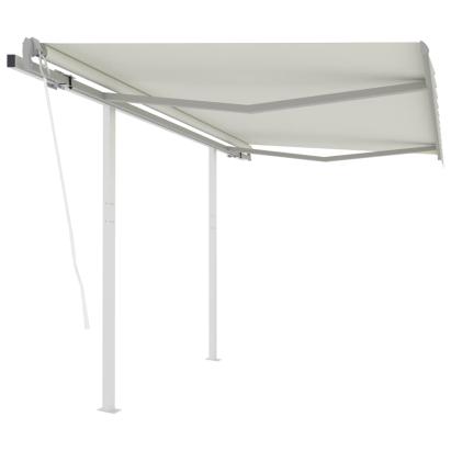 Copertină retractabilă automat cu stâlpi, crem, 3x2,5 m GartenMobel Dekor