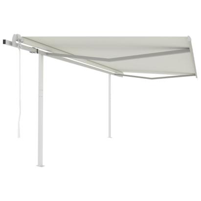 Copertină retractabilă automat, cu stâlpi, crem, 4x3,5 m GartenMobel Dekor