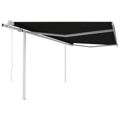 Copertină retractabilă automat, cu stâlpi, antracit, 4x3,5 m GartenMobel Dekor