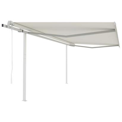 Copertină retractabilă automat, cu stâlpi, crem, 4,5x3,5 m GartenMobel Dekor