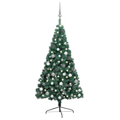 Jumătate brad Crăciun artificial cu set globuri verde 240 cm GartenMobel Dekor